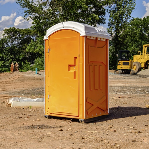 how often are the portable restrooms cleaned and serviced during a rental period in Rutherford